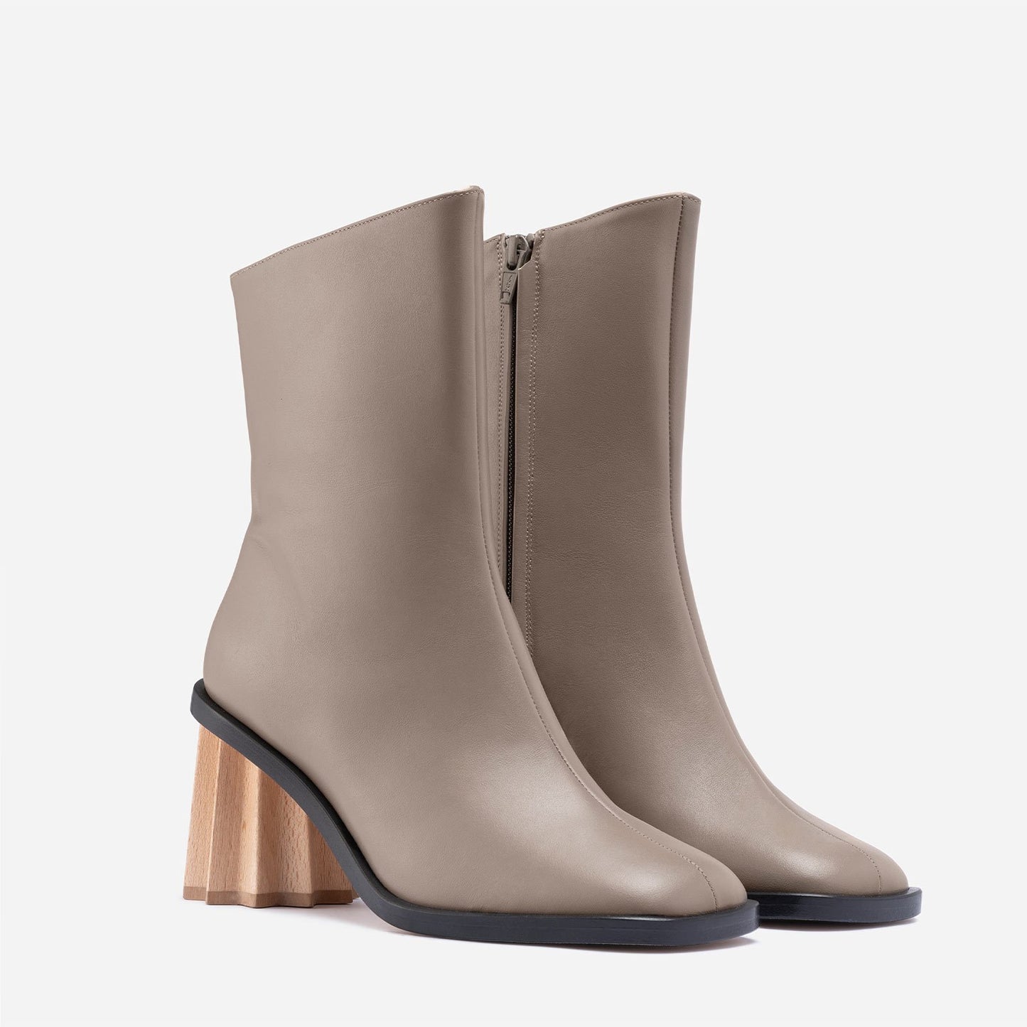 Pleated Heel Boot - Earth